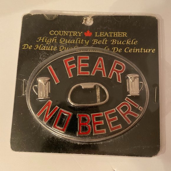 I FEAR NO BEER BELT BUCKLE 4'' - Picture 1 of 2